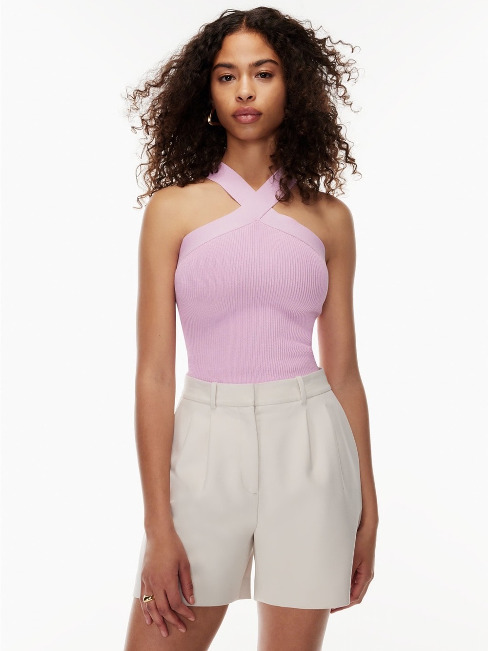aritzia babaton Sculpt Knit Criss Cross Tank Lyrical Lilac